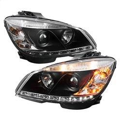 Spyder Auto Projector Headlights - Halogen - DRL - Black for 2011-2011 Mercedes-Benz C300 Luxury - 5042262 - (2011)