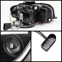 Spyder Auto Projector Headlights - Halogen - Light Tube - DRL - Black - High H1 - Low H7 for 2006-2008 Audi A3 - 5071934 - (2008 2007 2006)