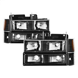 Spyder Auto Headlights with Corner & Parking Lights 8pcs sets -Black for 1994-1998 Chevrolet K2500 - 5072221 - (1998 1997 1996 1995 1994)