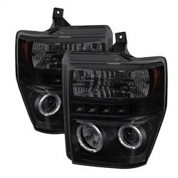 Spyder Auto Projector Headlights - LED Halo - LED - Black Smoke - High H1 - Low H1 for 2008-2010 Ford F-250 Super Duty - 5078490 - (2010 2009 2008)