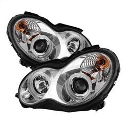 Spyder Auto Projector Headlights - Halogen - CCFL Halo - Chrome - High H1 - Low H7 for 2002-2004 Mercedes-Benz C32 AMG - 5081018 - (2004 2003 2002)