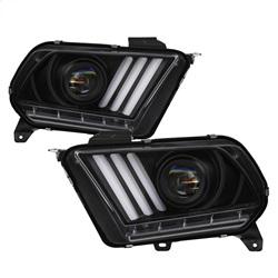 Spyder Auto Light Bar Projector Headlights - LED Sequential Turn Signals - Black for 2010-2014 Ford Mustang - 5084569 - (2014 2013 2012 2011 2010)