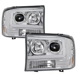 Spyder Auto 1PC Light Bar Projector Headlights - Chrome for 1999-2004 Ford F-250 Super Duty - 5084675 - (2004 2003 2002 2001 2000 1999)