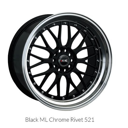 XXR 521 Black with Machined Lip Wheels for 1990-2003 MAZDA PROTEGE [4 Lug Only] - 17x7 38 mm - 17" - (2003 2002 2001 2000 1999 1998 1997 1996 1995 1994 1993 1992 1991 1990)