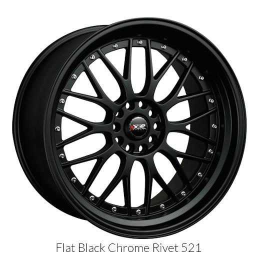 XXR 521 Flat Black with Chrome Rivets Wheels for 1992-1994 ACURA VIGOR - 17x7 38 mm - 17" - (1994 1993 1992)