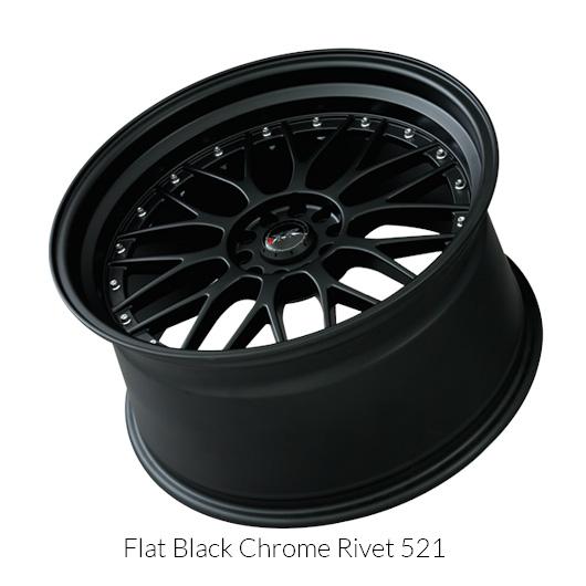 XXR 521 Flat Black with Chrome Rivets Wheels for 1986-2001 ACURA INTEGRA - 17x7 38 mm - 17" - (2001 2000 1999 1998 1997 1996 1995 1994 1993 1992 1991 1990 1989 1988 1987 1986)