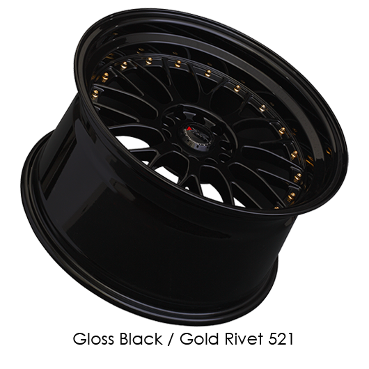 XXR 521 Gloss Black with Gold Rivets Wheels for 1994-2001 CHRYSLER LHS - 17x7 38 mm - 17" - (2001 2000 1999 1998 1997 1996 1995 1994)