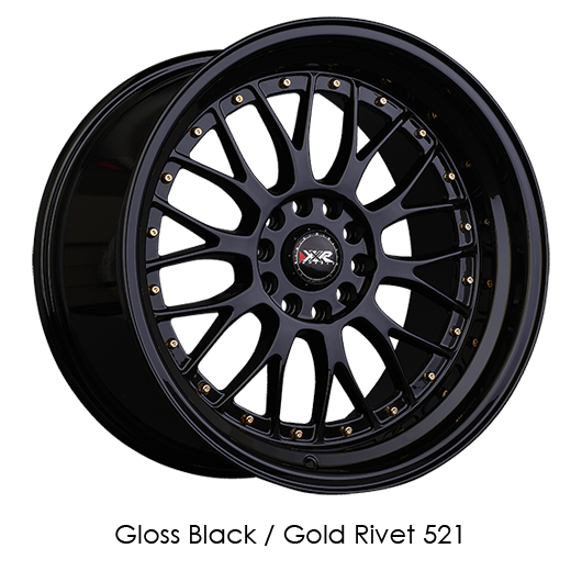 XXR 521 Gloss Black with Gold Rivets Wheels for 2016-2018 MAZDA MX-5 MIATA - 17x7 38 mm - 17" - (2018 2017 2016)