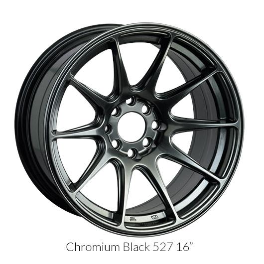 XXR 527 Chromium Black Wheels for 1996-2006 CHRYSLER SEBRING [SEDAN ONLY] - 17x7.5 40 mm - 17" - (2006 2005 2004 2003 2002 2001 2000 1999 1998 1997 1996)