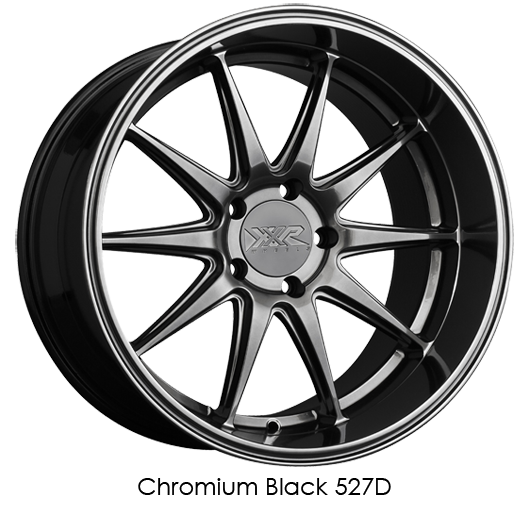 XXR 527D Chromium Black Wheels for 2006-2014 FORD MUSTANG SHELBY GT500 - 20x9 35 mm - 20" - (2014 2013 2012 2011 2010 2009 2008 2007 2006)