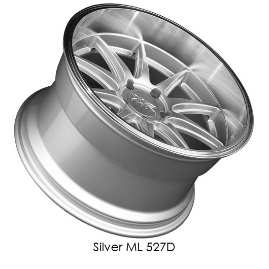 XXR 527D Silver with Machined Lip Wheels for 2015-2018 FORD MUSTANG - 18x9 35 mm - 18" - (2018 2017 2016 2015)