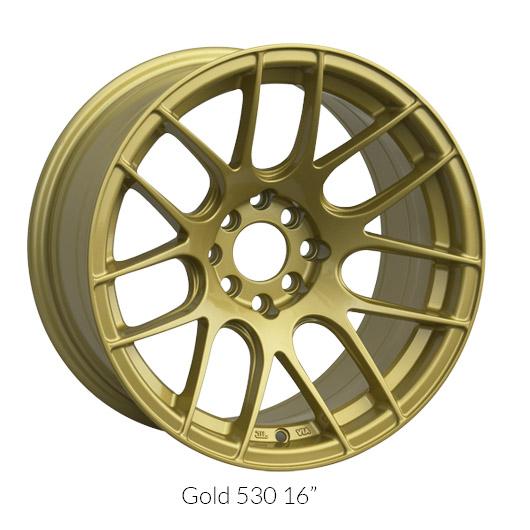 XXR 530 Gold Wheels for 2014-2018 INFINITI Q60 Coupe & Convertible [RWD only] - 18x8.75 20 mm - 18" - (2018 2017 2016 2015 2014)