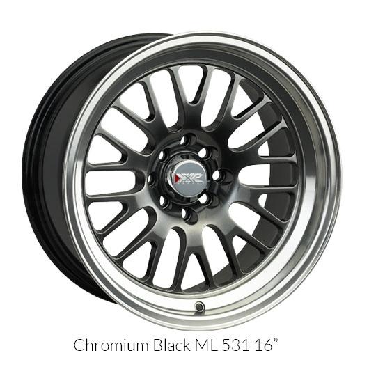 XXR 531 Chromium Black w/ Machined Lip Wheels for 2014-2019 ACURA RLX - 18x8.5 35 mm - 18" - (2019 2018 2017 2016 2015 2014)