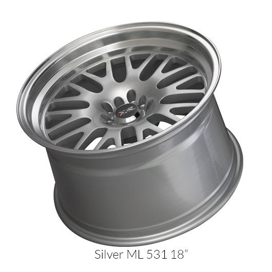 XXR 531 Hyper Silver w/ Machined Lip Wheels for 2014-2019 ACURA RLX - 18x8.5 35 mm - 18" - (2019 2018 2017 2016 2015 2014)