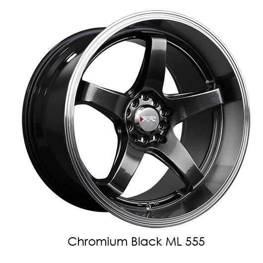 XXR 555 Chrominum Black w/ Machined Lip Wheels for 2005-2018 TOYOTA TACOMA [2WD Only] - 17x8 35 mm - 17" - (2018 2017 2016 2015 2014 2013 2012 2011 2010 2009 2008 2007 2006 2005)
