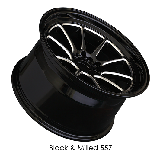 XXR 557 Black with Machined Spokes Wheels for 1963-1965 FORD FALCON [4 Lug Only] - 15x7 15 mm - 15" - (1965 1964 1963)