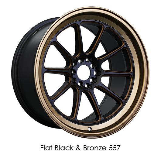 XXR 557 Flat Black with Bronze Spokes/Lip Wheels for 2015-2018 FORD MUSTANG - 18x8.5 35 mm - 18" - (2018 2017 2016 2015)