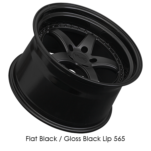 XXR 565 Flat Black with Gloss Black Lip Wheels for 1995-2002 LINCOLN CONTINENTAL - 18x8.5 35 mm - 18" - (2002 2001 2000 1999 1998 1997 1996 1995)