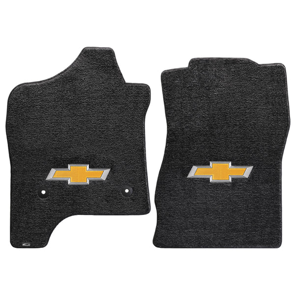 Lloyd Mat's Chevrolet SILVERADO 1500 2014-2016 DBL & CREW CAB Front Floor Mats EBONY ULTIMAT GOLD BOWTIE LOGO - 600041 - (2016 2015 2014)