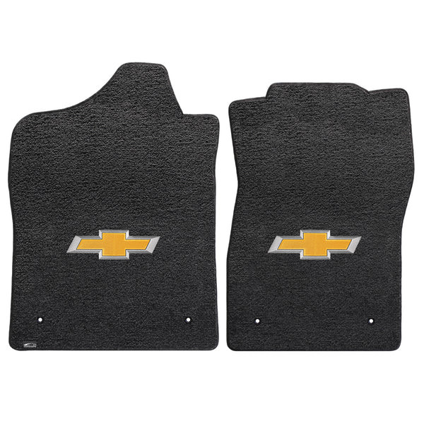 Lloyd Mat's Chevrolet SILVERADO STD CAB 2007-2013 Front Floor Mats EBONY ULTIMAT GOLD BOWTIE LOGO - 600044 - (2013 2012 2011 2010 2009 2008 2007)