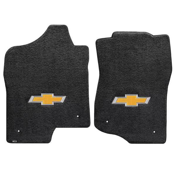 Lloyd Mat's Chevrolet SILVERADO CREW & EXTD CAB 2007-2013 Front Floor Mats EBONY ULTIMAT GOLD BOWTIE LOGO - 600045 - (2013 2012 2011 2010 2009 2008 2007)