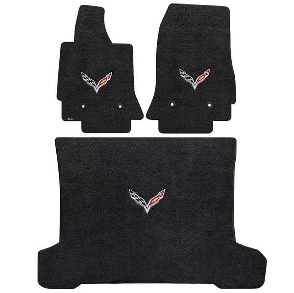 Lloyd Mat's Chevrolet CORVETTE 2014-2016 COUPE Front and Cargo Floor Mats EBONY ULTIMAT C7 LOGO - 600121 - (2016 2015 2014)