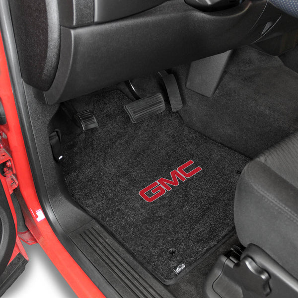 Lloyd Mat's GMC SIERRA 2007-2013 Front Floor Mats STANDARD CAB (NEW BODY) EBONY ULTIMAT RED GMC LOGO - 600170 - (2013 2012 2011 2010 2009 2008 2007)