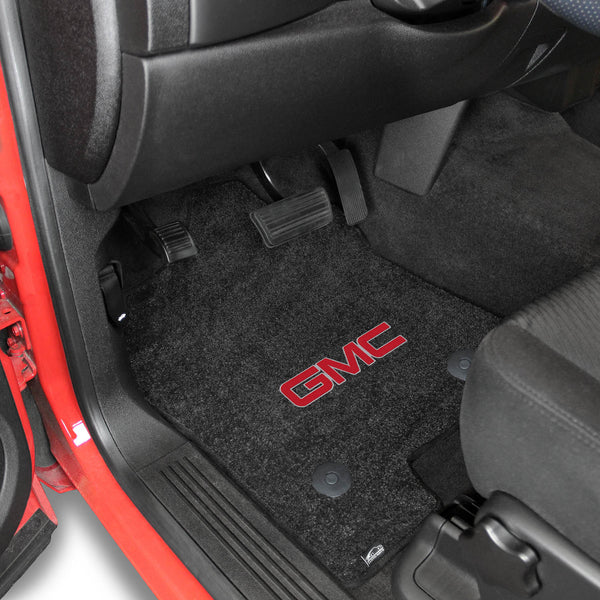 Lloyd Mat's GMC SIERRA 1500 2014-2017 Front Floor Mats STANDARD CAB EBONY ULTIMAT RED GMC LOGO - 600172 - (2017 2016 2015 2014)