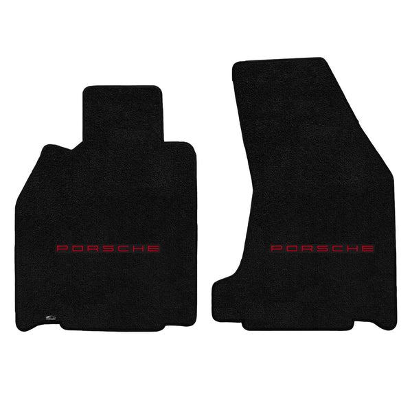 Lloyd Mat's PORSCHE CAYMAN (987C) 2006-2012 with BOSE Front Floor Mats BLACK ULTIMAT PORSCHE LOGO - 600269 - (2012 2011 2010 2009 2008 2007 2006)