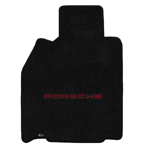 Lloyd Mat's PORSCHE CAYMAN (987C) 2006-2012 with BOSE Front Floor Mats BLACK ULTIMAT PORSCHE LOGO - 600269 - (2012 2011 2010 2009 2008 2007 2006)