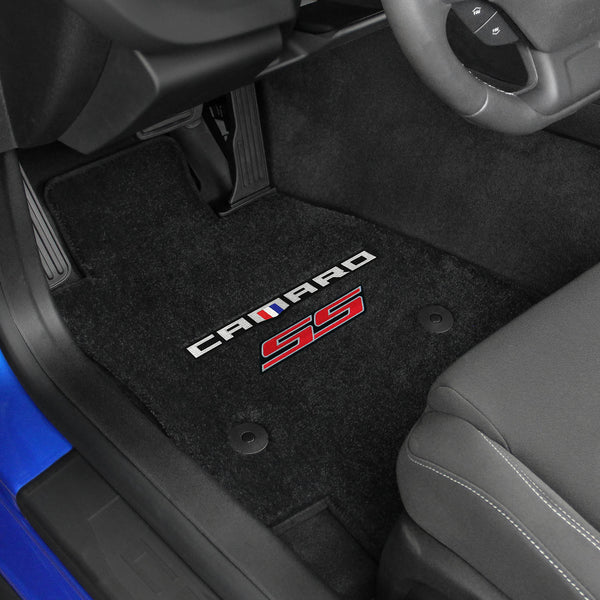 Lloyd Mat's CHEVROLET CAMARO 2016-2017 Front and Rear Floor Mats EBONY ULTIMAT CAMARO + SS RED DOUBLE LOGO - 600292 - (2017 2016)