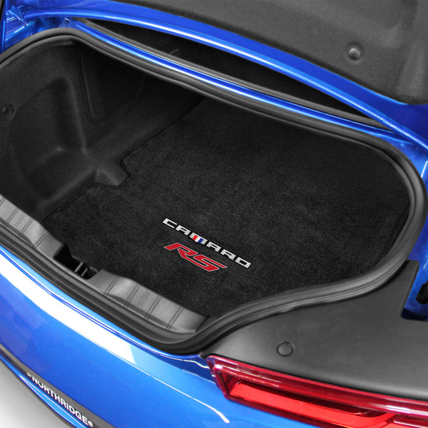 Lloyd Mat's CHEVROLET CAMARO 2016-2017 COUPE Trunk Floor Mats EBONY ULTIMAT CAMARO + RS RED DOUBLE LOGO - 600299 - (2017 2016)