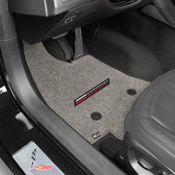 Lloyd Mat's CHEVROLET CORVETTE C7 2014-2017 Front Floor Mats GREY ULTIMAT GRAND SPORT LOGO - 600301 - (2017 2016 2015 2014)