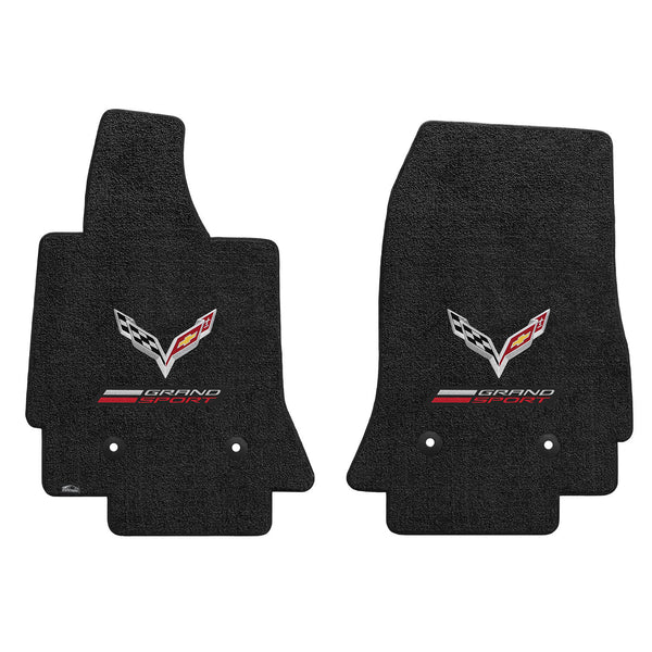 Lloyd Mat's CHEVROLET CORVETTE C7 2014-2017 Front Floor Mats JET ULTIMAT GRAND SPORT + FLAGS DOUBLE LOGO - 600303 - (2017 2016 2015 2014)