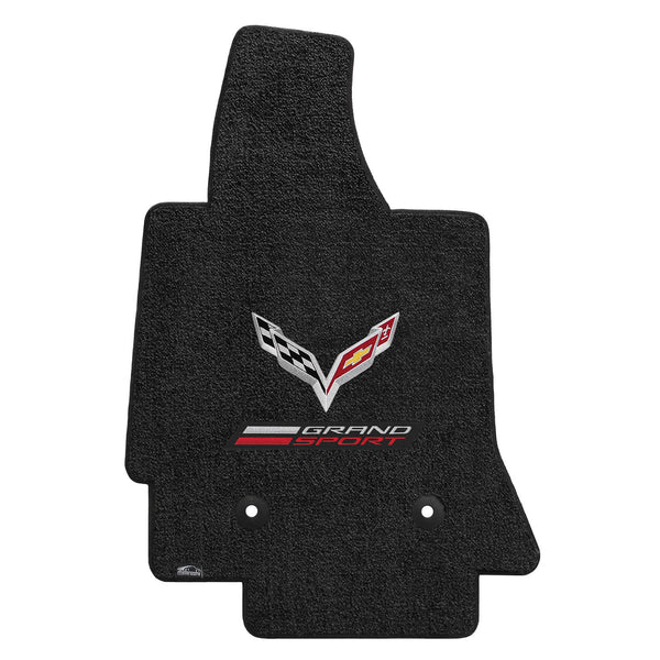 Lloyd Mat's CHEVROLET CORVETTE C7 2014-2017 Front Floor Mats JET ULTIMAT GRAND SPORT + FLAGS DOUBLE LOGO - 600303 - (2017 2016 2015 2014)