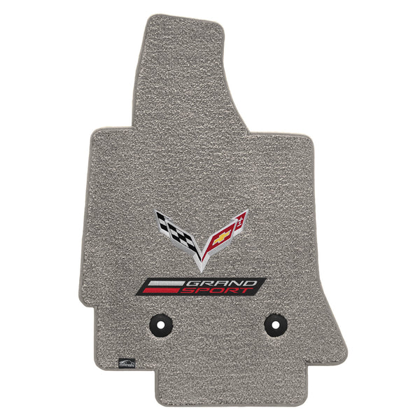 Lloyd Mat's CHEVROLET CORVETTE C7 2014-2017 Front Floor Mats GREY ULTIMAT GRAND SPORT+ FLAGS DOUBLE LOGO - 600304 - (2017 2016 2015 2014)