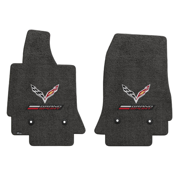 Lloyd Mat's CHEVROLET CORVETTE C7 2014-2017 Front Floor Mats DARK GREY ULTIMAT ULTIMAT GRAND SPORT+ FLAGS DOUBLE LOGO - 600305 - (2017 2016 2015 2014)