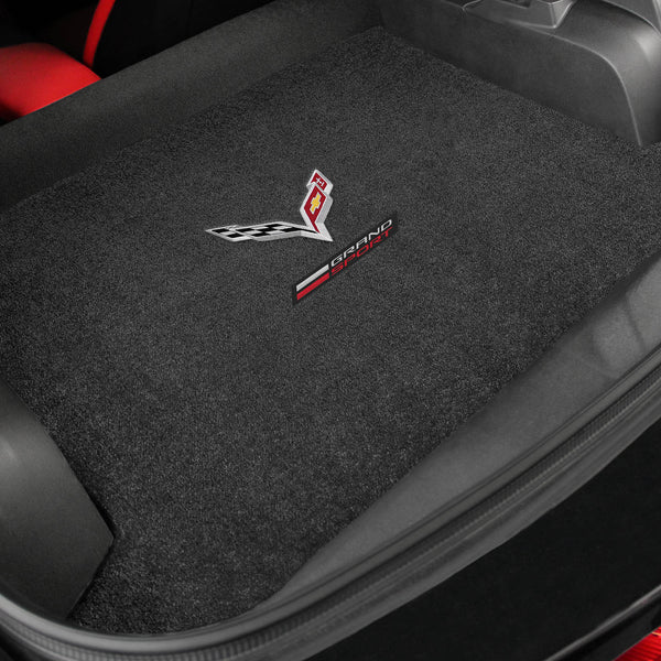 Lloyd Mat's CHEVROLET C7 CORVETTE 2014-2017 CONVERTIBLE TRUNK Floor Mats JET ULTIMAT GRAND SPORT LOGO + FLAGS DOUBLE LOGO - 600309 - (2017 2016 2015 2014)