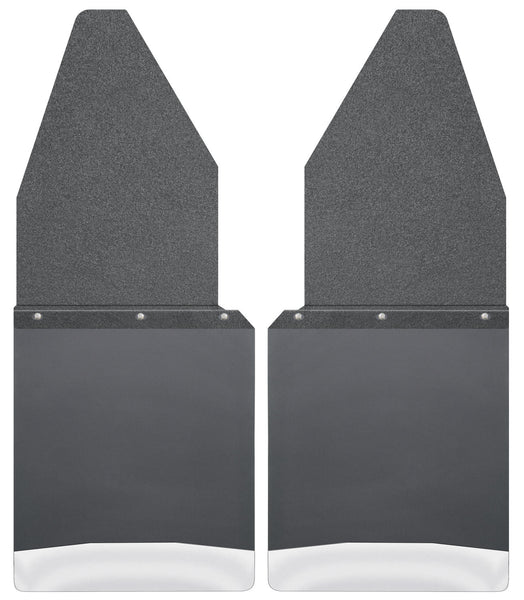 Husky Liners Mud Flaps Kick Back 12" Wide - Black Top and Stainless Steel Weight for 1999-2020 Ford F-350 Super Duty - 17104 [2020 2019 2018 2017 2016 2015 2014 2013 2012 2011 2010 2009 2008 2007 2006 2005 2004 2003 2002]