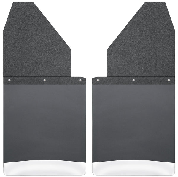 Husky Liners Mud Flaps Kick Back 14" Wide - Black Top and Stainless Steel Weight for 2001-2020 GMC Sierra 2500 HD - 17111 [2020 2019 2018 2017 2016 2015 2014 2013 2012 2011 2010 2009 2008 2007 2006 2005 2004 2003 2002]