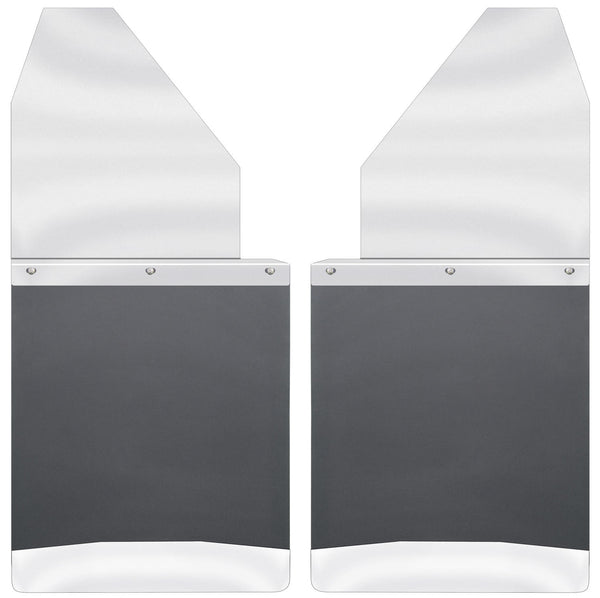 Husky Liners Mud Flaps Kick Back 14" Wide - Stainless Steel Top and Weight for 1988-2000 GMC K3500 - 17113 [2000 1999 1998 1997 1996 1995 1994 1993 1992 1991 1990 1989 1988]