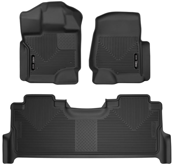 Husky Liners X-act Contour Front & 2nd Seat Rear Floor Liners Mat for 2017-2019 Ford F-350 Super Duty Crew Cab Pickup - 53388 [2019 2018 2017]