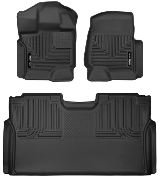 Husky Liners X-act Contour Front & 2nd Seat Rear Floor Liners Mat for 2015-2019 Ford F-150 Crew Cab Pickup - 53498 [2019 2018 2017 2016 2015]
