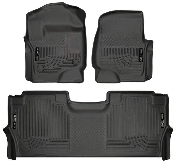 Husky Liners WeatherBeater Front & 2nd Seat Rear Floor Liners Mat for 2017-2019 Ford F-350 Super Duty Crew Cab Pickup - 94061 [2019 2018 2017]