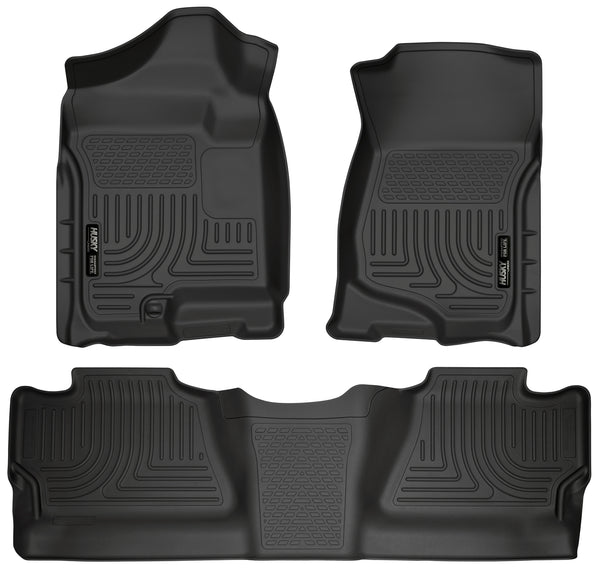 Husky Liners WeatherBeater Front & 2nd Seat Rear Floor Liners Mat (Footwell Coverage) for 2008-2014 GMC Sierra 2500 HD Crew Cab Pickup - 98201 [2014 2013 2012 2011 2010 2009 2008]
