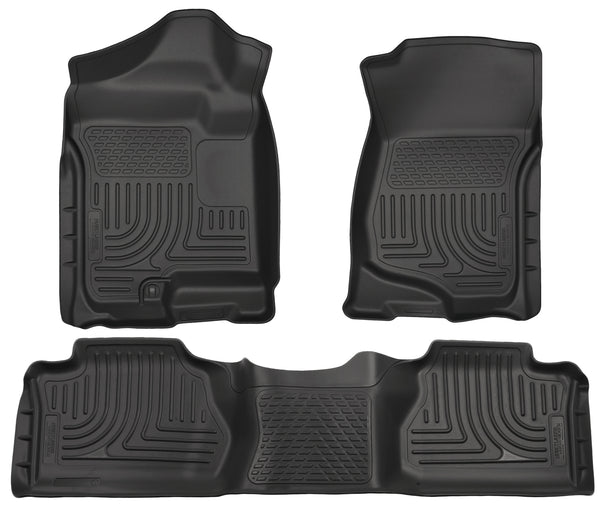 Husky Liners WeatherBeater Front & 2nd Seat Rear Floor Liners Mat (Footwell Coverage) for 2007-2013 Chevrolet Silverado 3500 HD Extended Cab Pickup - 98211 [2013 2012 2011 2010 2009 2008 2007]