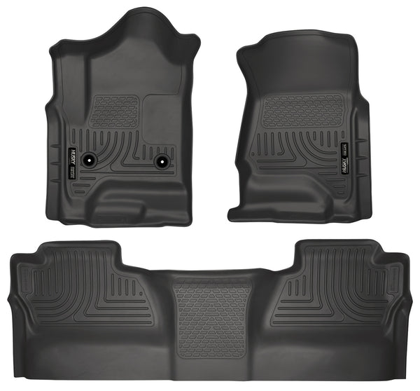Husky Liners WeatherBeater Front & 2nd Seat Rear Floor Liners Mat (Footwell Coverage) for 2015-2019 Chevrolet Silverado 3500 HD Crew Cab Pickup - 98231 [2019 2018 2017 2016 2015]