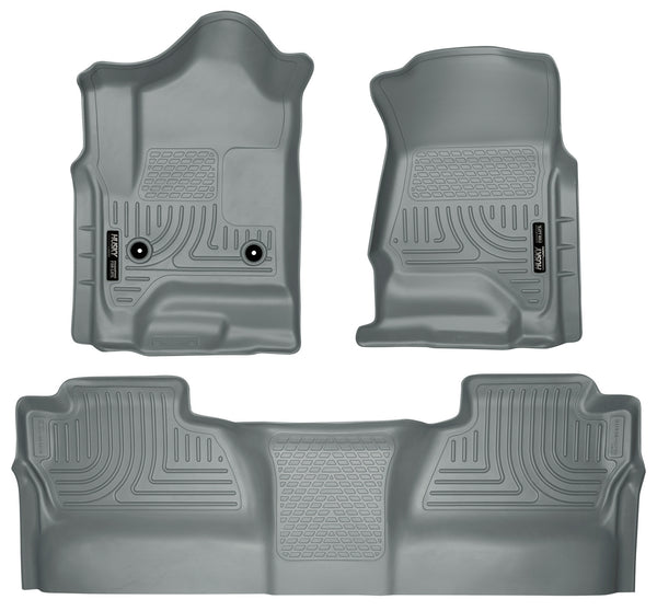 Husky Liners WeatherBeater Front & 2nd Seat Rear Floor Liners Mat (Footwell Coverage) for 2015-2019 Chevrolet Silverado 3500 HD Crew Cab Pickup - 98232 [2019 2018 2017 2016 2015]