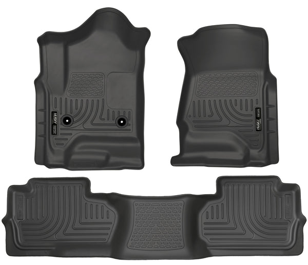 Husky Liners WeatherBeater Front & 2nd Seat Rear Floor Liners Mat (Footwell Coverage) for 2014-2018 GMC Sierra 1500 Extended Cab Pickup - 98241 [2018 2017 2016 2015 2014]