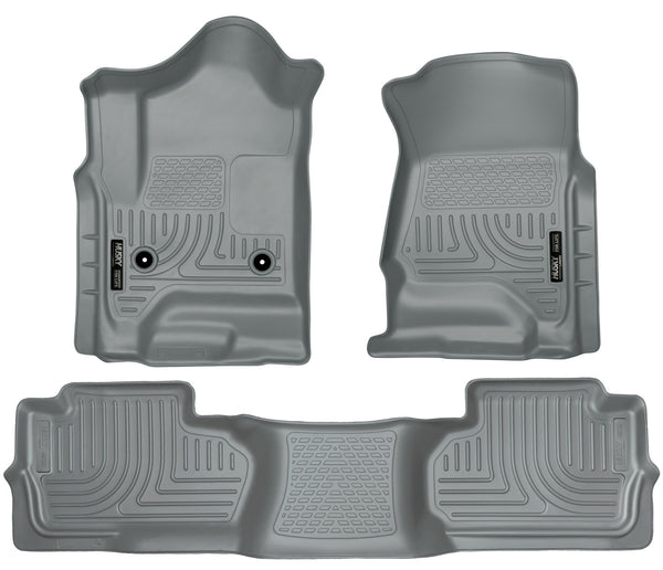 Husky Liners WeatherBeater Front & 2nd Seat Rear Floor Liners Mat (Footwell Coverage) for 2015-2019 Chevrolet Silverado 2500 HD Extended Cab Pickup - 98242 [2019 2018 2017 2016 2015]